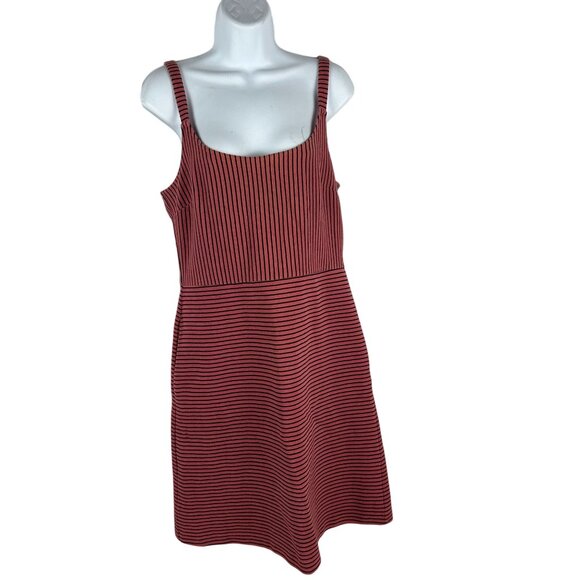 Ann Taylor Loft Striped Red & Black Sleeveless A-Line Dress Size 6 - Picture 1 of 9